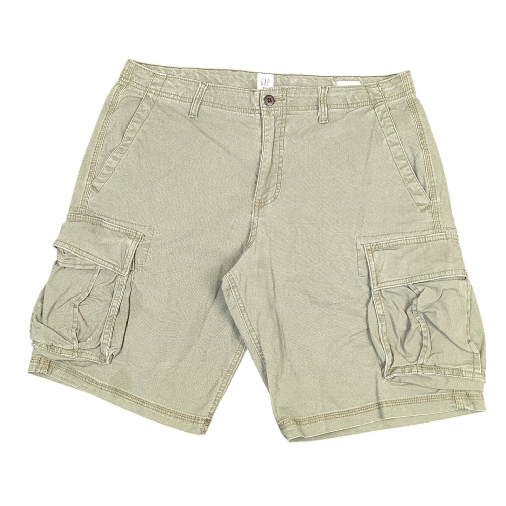 Gap Mens 33 Cargo Shorts Olive Green Utility 11 Inch Inseam Stretch Cotton